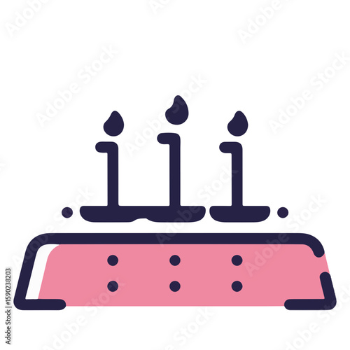 Minimalistic vector candles representing Rosh Hashanah, simple pastel garnet colors on white background, concept of holiday decorations and celebrations.