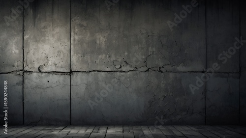 Rough concrete wall texture: dark gray, cracks, pores. Gritty industrial look, side light, shadows. 4K urban background.