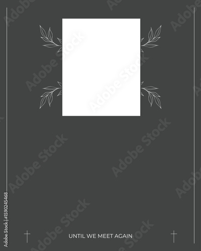 Minimalist Funeral Invitation Card. Blank Editable Vector Template.