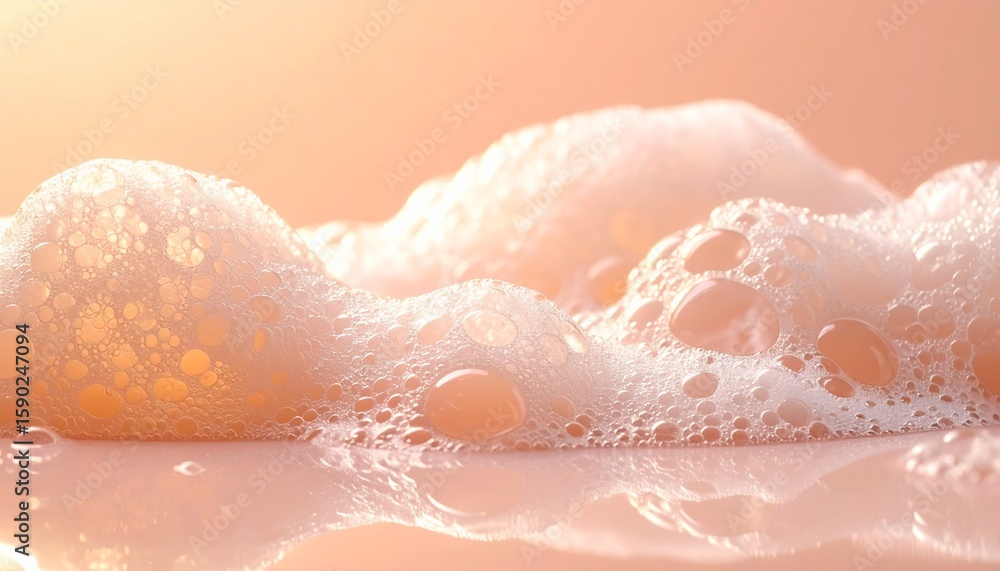 Fototapeta premium Macro shot of a soft, bubbly foam, creating a textured and abstract image