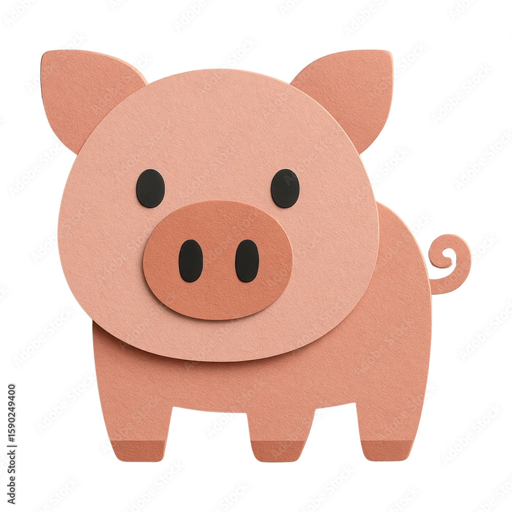 Naklejka premium PNG Cute pig paper art illustration.