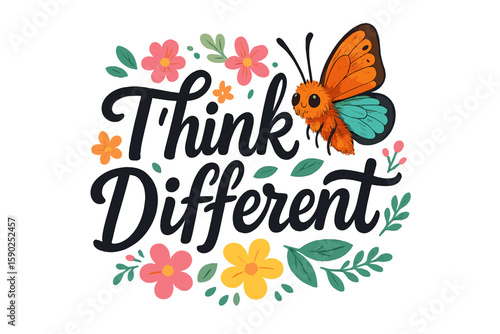 Bright butterfly with colorful flowers promoting creativity and positivity in design