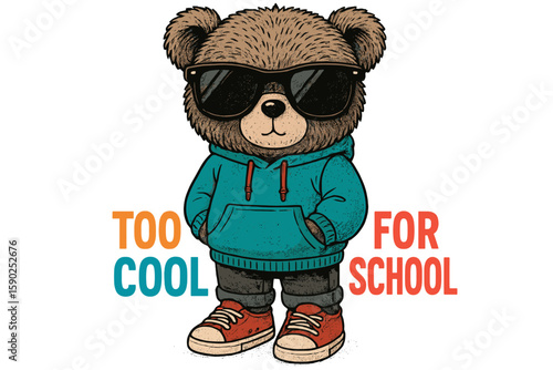 Cool bear character wearing sunglasses and hoodie promotes a fun vibe related to education and self-expression for youth