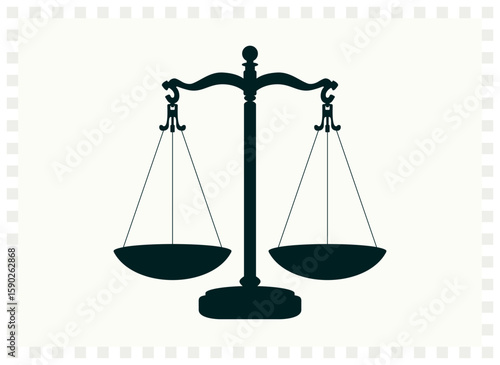 Scales of Justice. Vector graphic drawing of the symbol of justice and balance. Universal symbols series. 