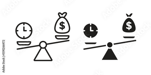 Time and money compare scale icon vector design. set web icons