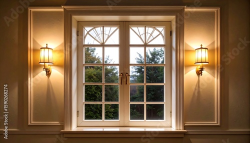 Wallpaper Mural Elegant double window with warm lighting Torontodigital.ca