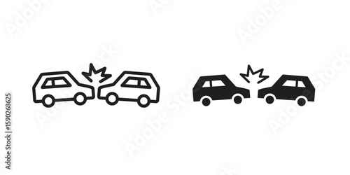 Rear end collision icon vector design. set web icons