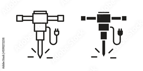 Hydraulic breaker icon vector design. set web icons