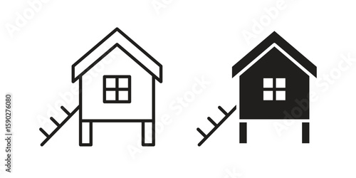 Chicken coop icon vector design. set web icons