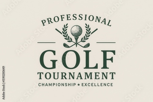 MASTERS championship golf tournament logo with prestigious sporting elegance