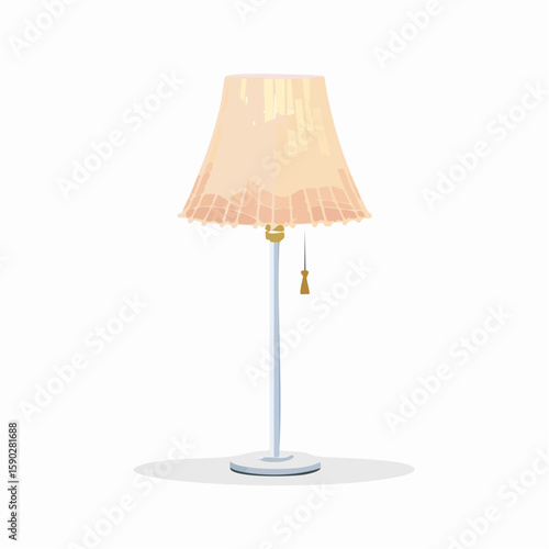 Floor lamp – Tall modern lamp with fabric shade casting soft light.

