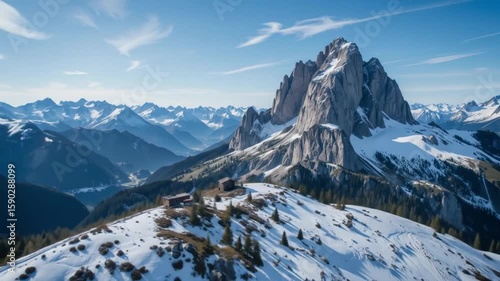 Wallpaper Mural Alpine Majesty: Snowy Peaks and Mountain Huts Torontodigital.ca