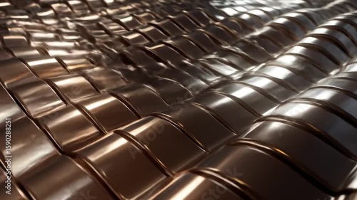 Abstract Copper Metal Waves, Dynamic Geometric Pattern