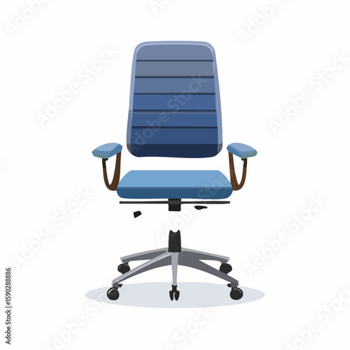 Rolling office chair – Cushioned chair with five wheels and adjustable armrests.
