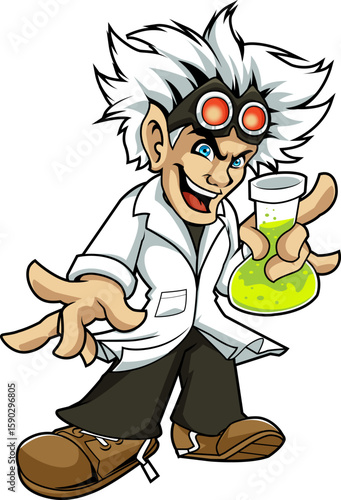 Mad Genius Chemist with Crazy Potion