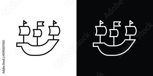 Caravel icon. Stroke pictogram. Vector illustration. Vector sign for mobile app and websites.