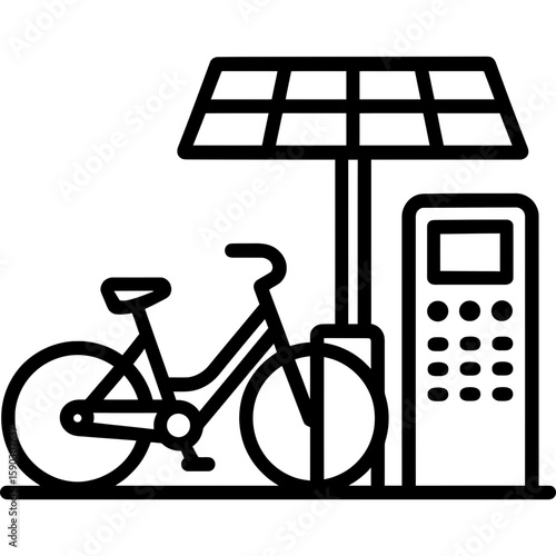 Bike-sharing dock station outline icon vector