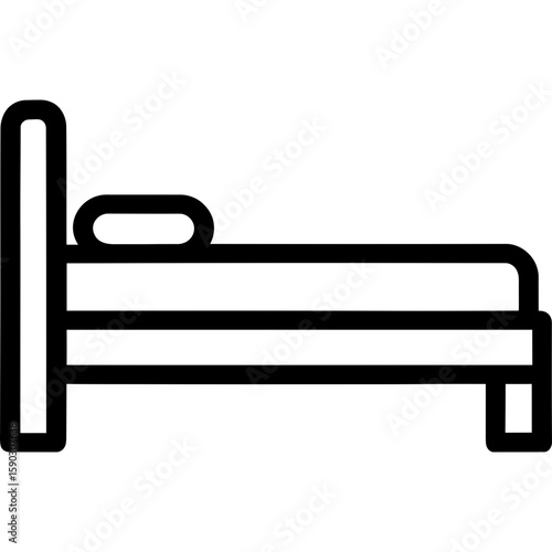 Bed side view outline icon vector