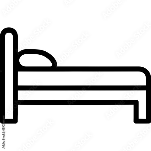 Bed with pillow side view outline icon vector
