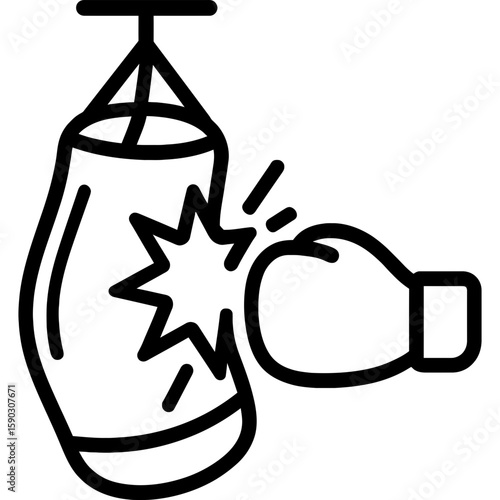 Punching bag impact swing outline icon vector