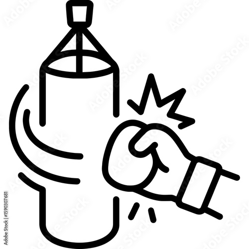Punching bag impact swing outline icon vector