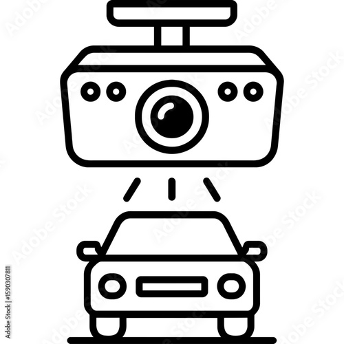 License plate recognition camera outline icon vector