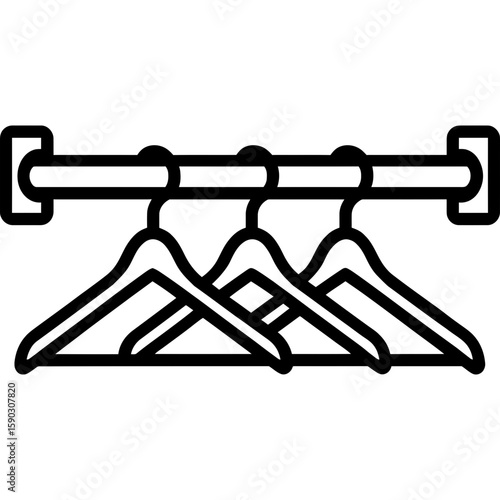 Closet rod with hangers outline icon vector