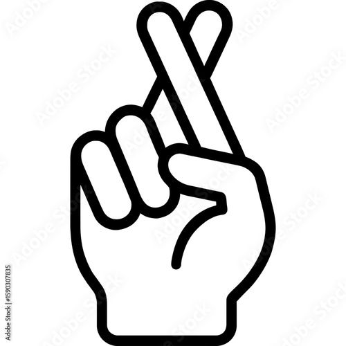 Crossed fingers luck gesture outline icon vector