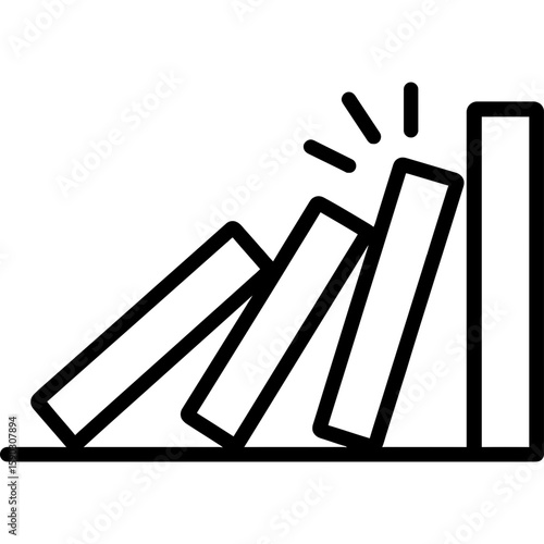 Domino effect chain collision outline icon vector