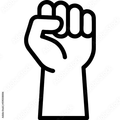 Raised fist outline icon vector