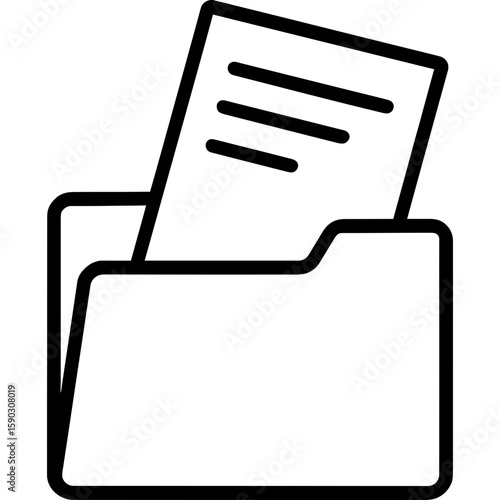 Filing documents in folder outline icon vector