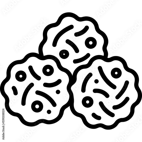 Black and white outline icon of pakora fritters vector