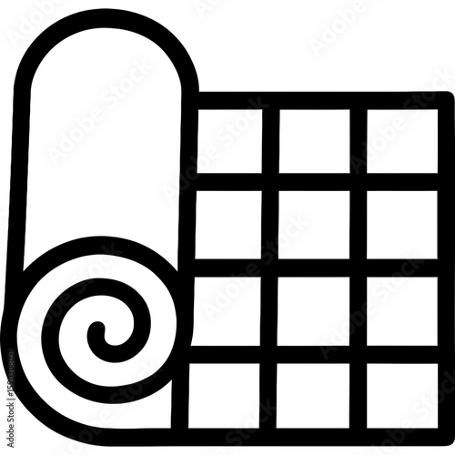 Rolled game mat outline icon vector