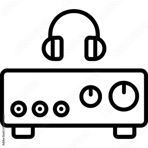 Headphone amplifier outline icon vector