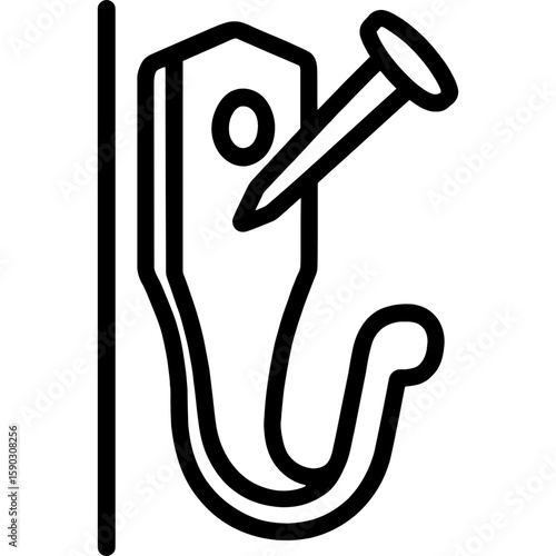Picture hook outline icon vector