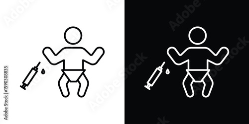 Baby Vaccination icon. Stroke pictogram. Vector illustration. Vector sign for mobile app and websites.
