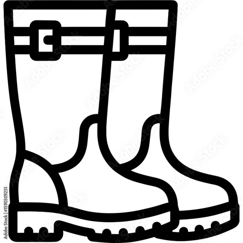 Rain boots outline icon vector