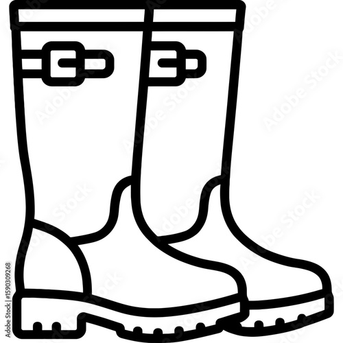 Rain boots outline icon vector