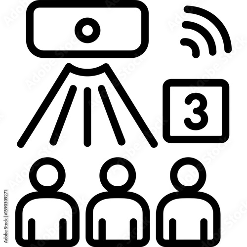 Public space crowd sensor outline icon vector