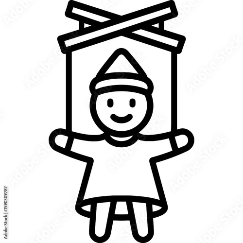 Puppet with hand strings outline icon vector