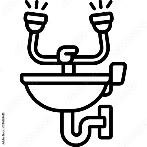 Emergency eyewash station outline icon vector