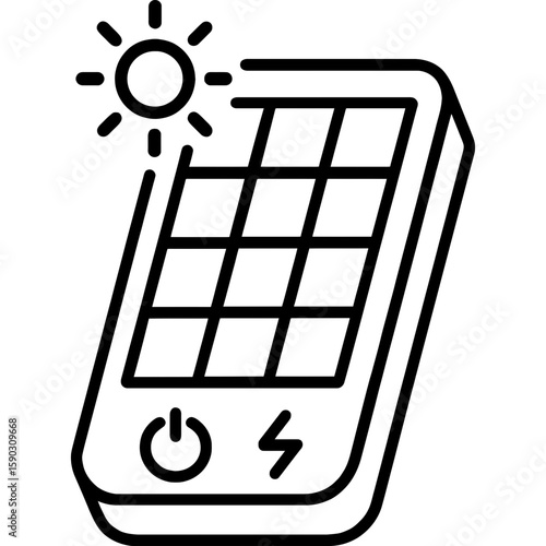 Solar power bank outline icon vector