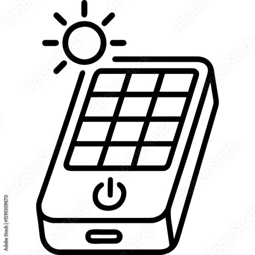 Solar power bank outline icon vector