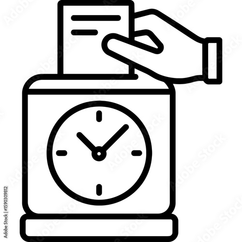 Time clock punching outline icon vector