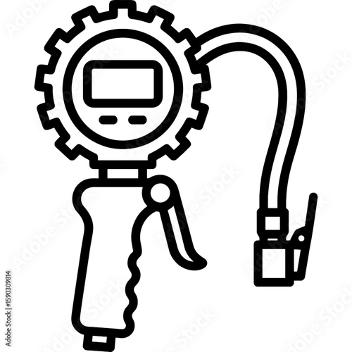 Tire pressure gauge digital outline icon vector
