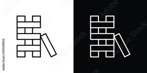 Wooden block icon. Stroke pictogram. Vector illustration. Vector sign for mobile app and websites.