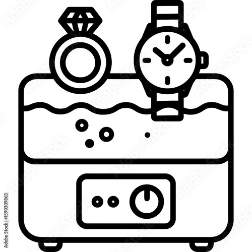 Ultrasonic bath outline icon vector