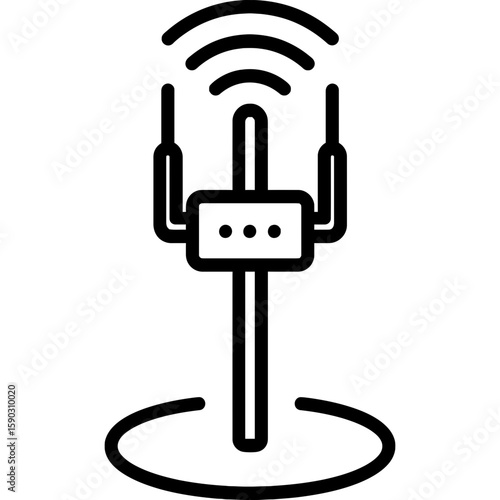 Public wifi hotspot pole outline icon vector