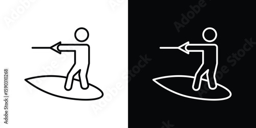 Wakeboarding icon. Stroke pictogram. Vector illustration. Vector sign for mobile app and websites.