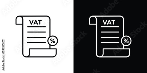 Value added tax VAT icon. Stroke pictogram. Vector illustration. Vector sign for mobile app and websites.